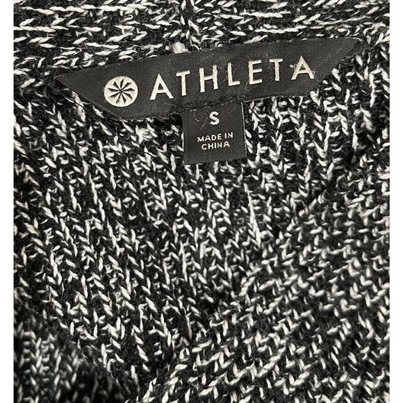 Athleta Marled Black & White Switchback Merino Wool Blend V-Neck Sweater Small - Picture 7 of 8
